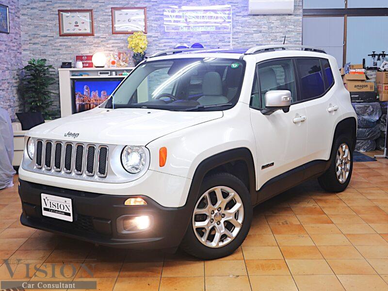 Chrysler JEEP RENEGADE LIMITED 1.4L IC付Turbo 140ps 電動ガラスサンルーフ アイボリー本革ヒーター付パワーシート クルコン BSM ナビ Bluetooth バックカメラ 17inAW  '2016