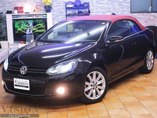 VW ゴルフVI カブリオレ 赤幌電動オープン 黒革ヒーター付きシート タブレットワイドナビ バックカメラ ドラレコ ＥＴＣ クルコン キセノン フォグランプ 本革ステアリング 純正17inAW 車検R9年12月 取説 新車時保証書 スペアキー  '2012